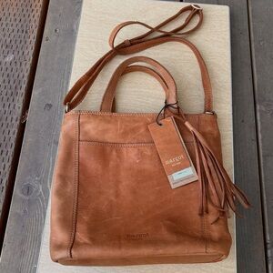 Margot New York Oil Pull Up Anna Crossbody Handbag Tote With Tassel